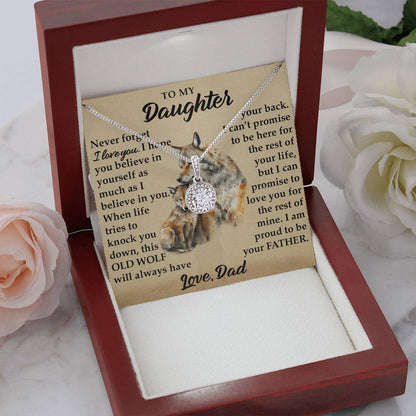 To My Daughter - I Am Proud To Be Your Father - Wolves - Eternal Hope Necklace - Message Box
