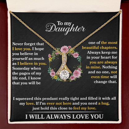 To My Daughter - Always Keep Me In Your Heart - Flowers Black - Alluring Beauty Necklace