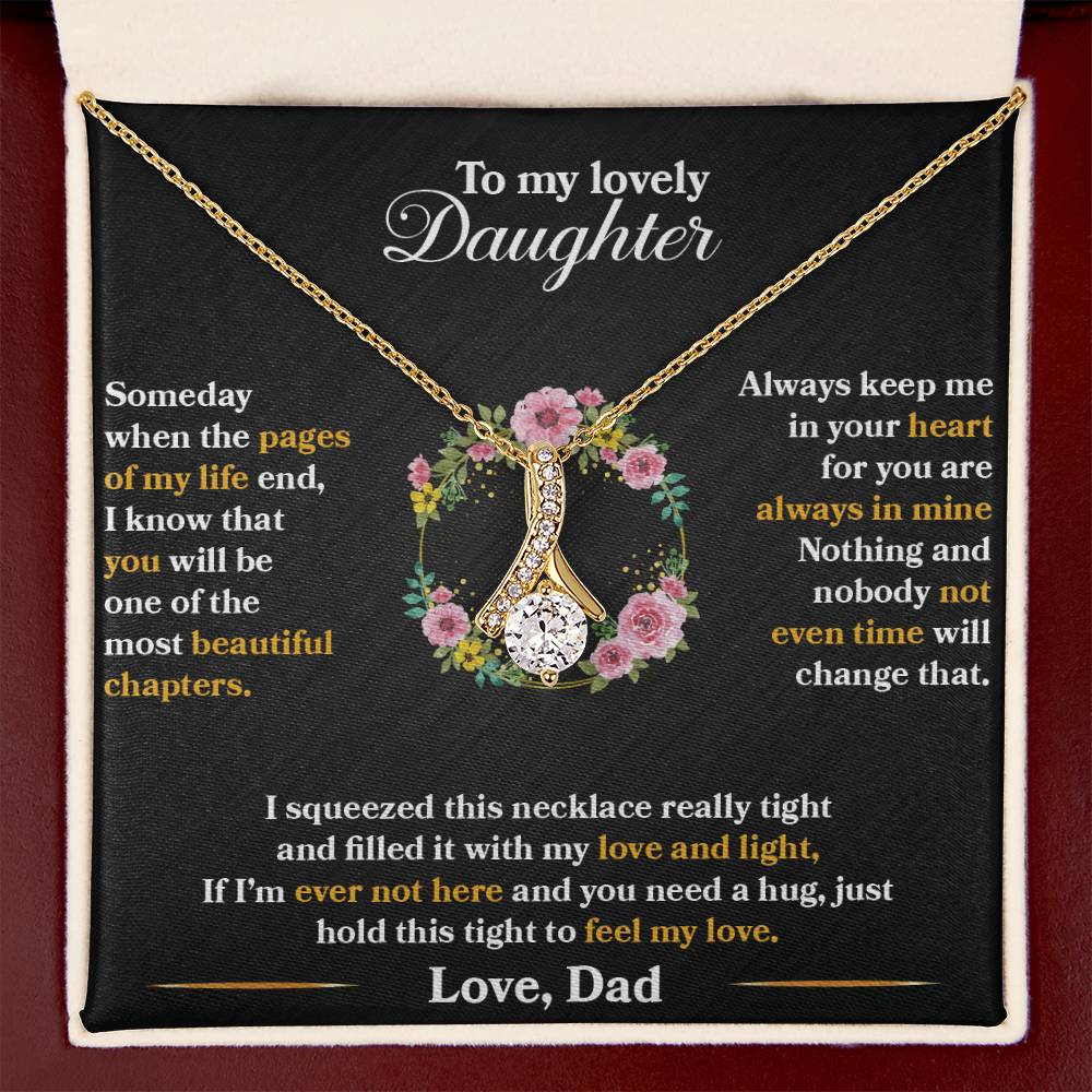 To My Daughter - Always Keep Me In Your Heart - Flowers Black - Alluring Beauty Necklace
