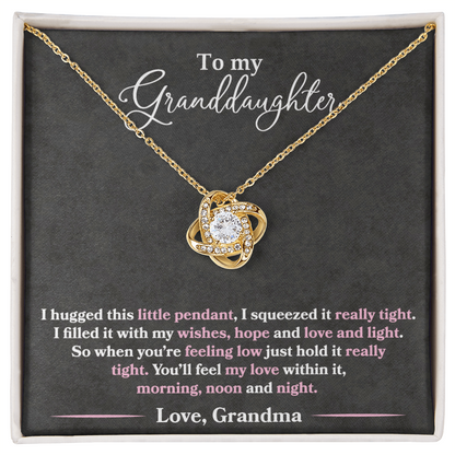 To My Granddaughter  - I Hugged This Pendant - Pink Text - Love  Grandma - PRICE INCLUDES FREE SHIPPING