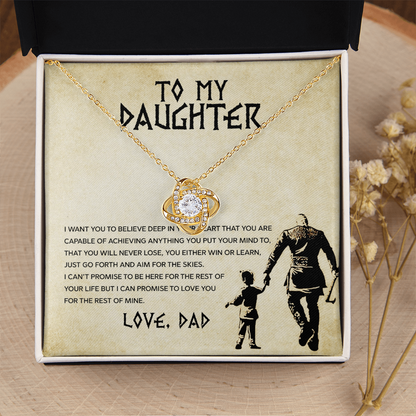 To My Daughter - You Can Achieve Anything - Love Knot Necklace - Message Box