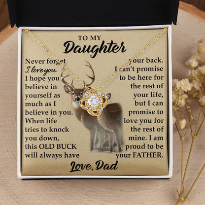 To My Daughter - I Am Proud To Be Your Father - Deer - Love Knot Necklace - Message Box