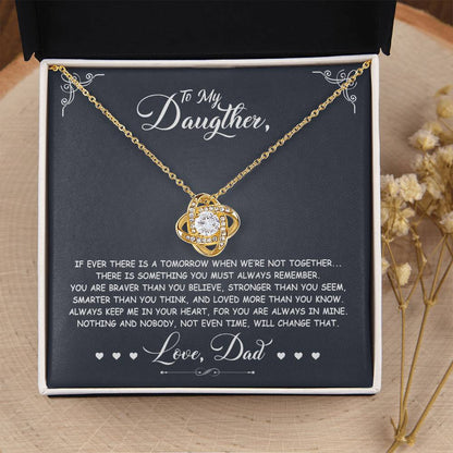 To My Daughter - You Are Braver Than You Believe - Dark Grey - Love Knot Necklace - Message Box