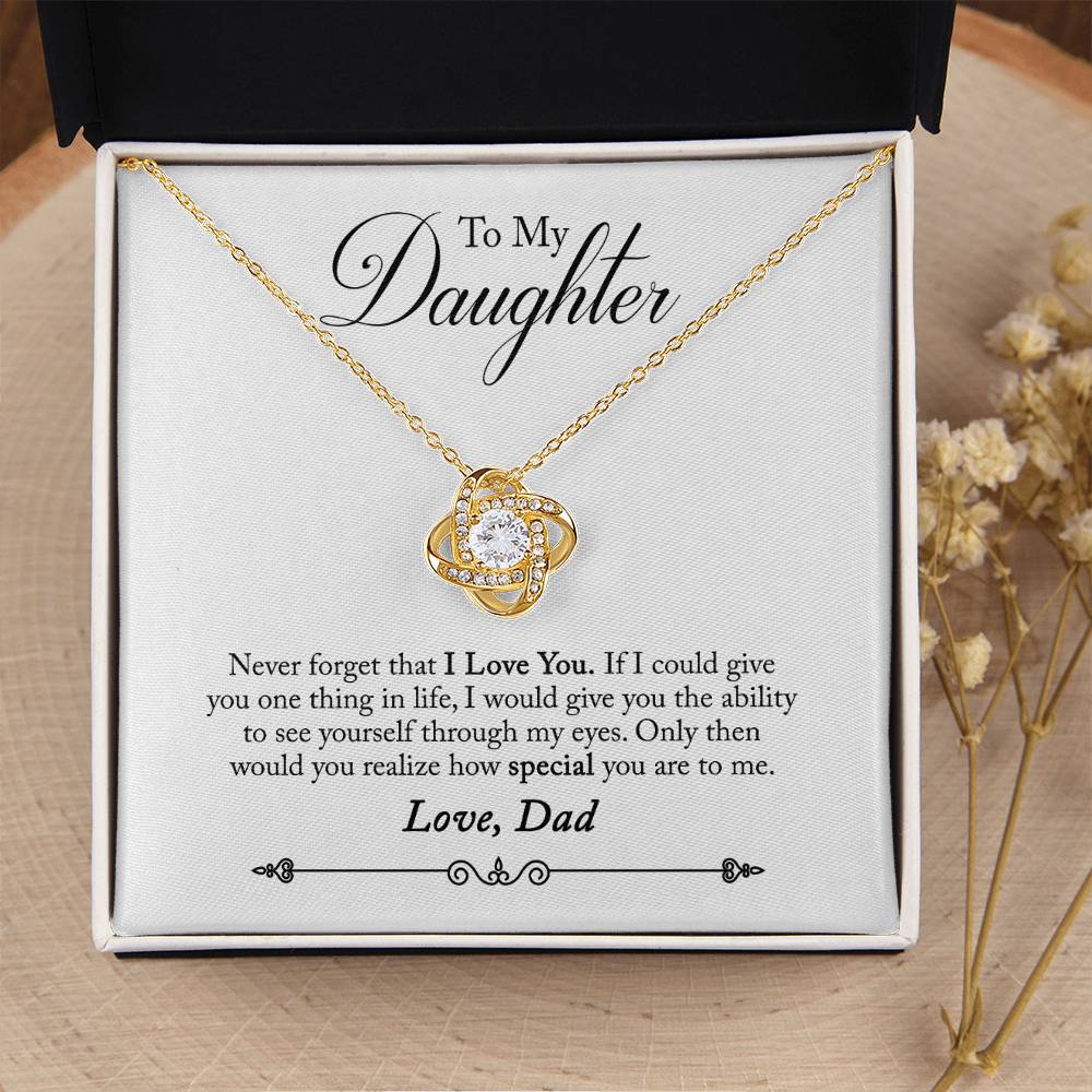 To My Daughter - Never Forget That I Love You - Love Knot Necklace - Message Box