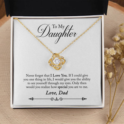 To My Daughter - Never Forget That I Love You - Love Knot Necklace - Message Box
