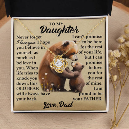 To My Daughter - I Am Proud To Be Your Father - Bears - Love Knot Necklace - Message Box