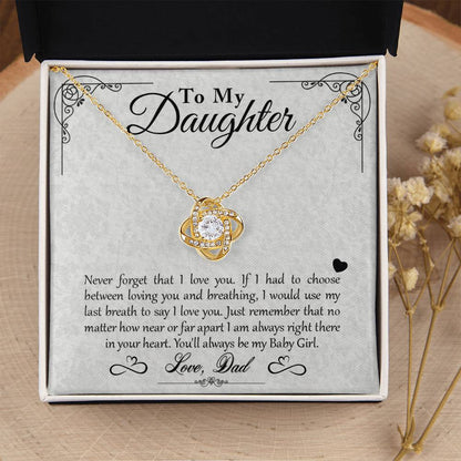 To My Daughter - You'll Always Be My Baby Girl - Love Knot Necklace - Message Box
