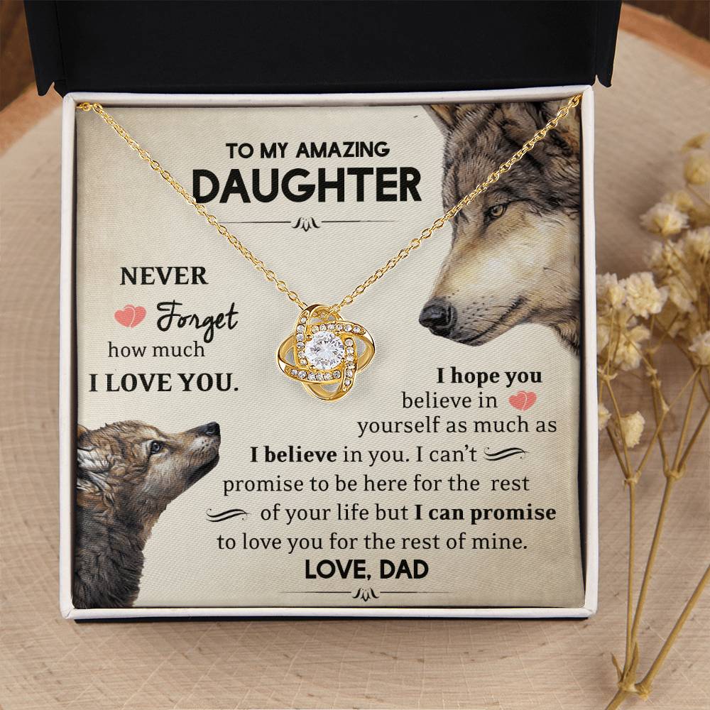 To My Amazing Daughter - I Love You - Wolves - Love Knot Necklace - Message Box