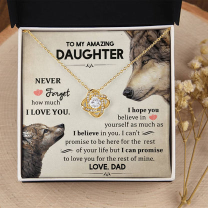 To My Amazing Daughter - I Love You - Wolves - Love Knot Necklace - Message Box