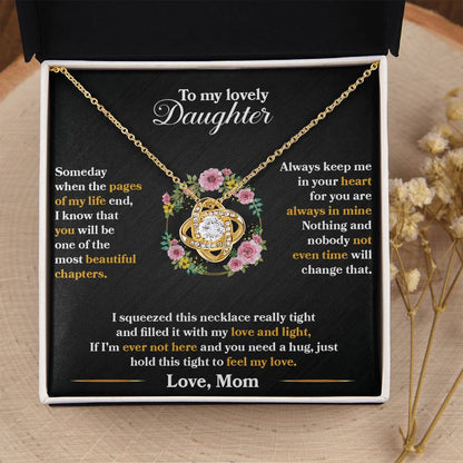 To My Daughter - Always Keep Me In Your Heart - Flowers Black - Love Knot Necklace - Message Box