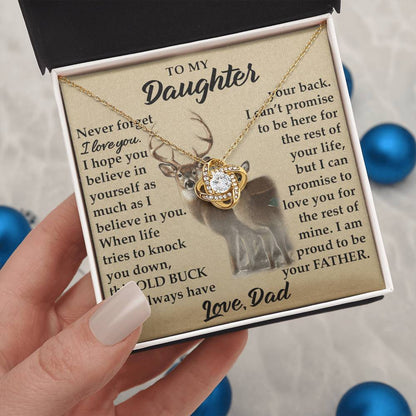 To My Daughter - I Am Proud To Be Your Father - Deer - Love Knot Necklace - Message Box