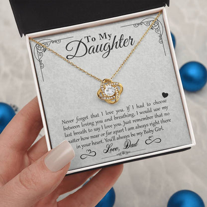 To My Daughter - You'll Always Be My Baby Girl - Love Knot Necklace - Message Box