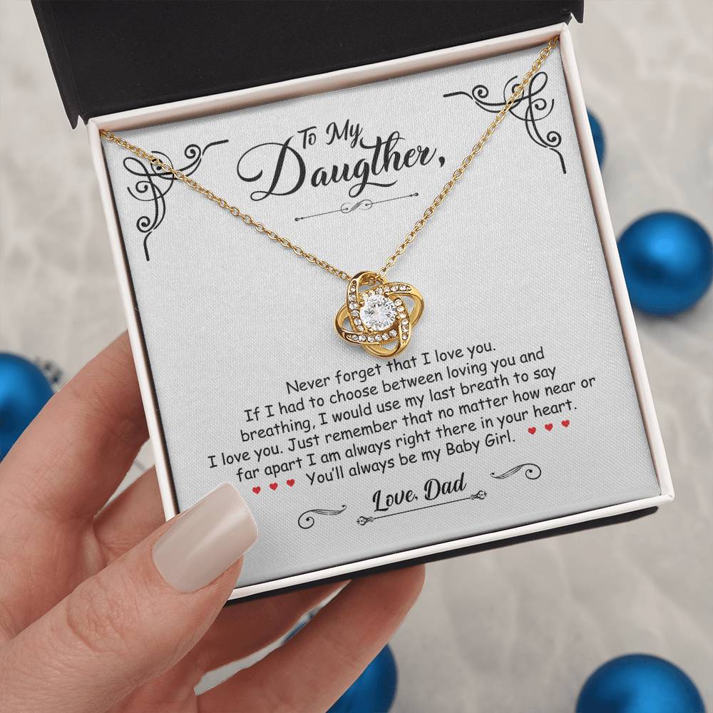 To My Daughter - You'll Always Be My Baby Girl - Love Knot Necklace - Message Box