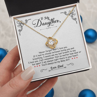To My Daughter - You'll Always Be My Baby Girl - Love Knot Necklace - Message Box