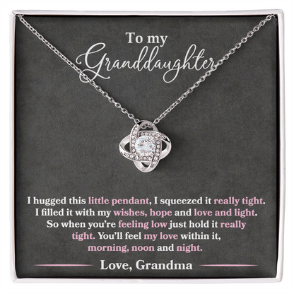 To My Granddaughter  - I Hugged This Pendant - Pink Text - Love  Grandma - PRICE INCLUDES FREE SHIPPING