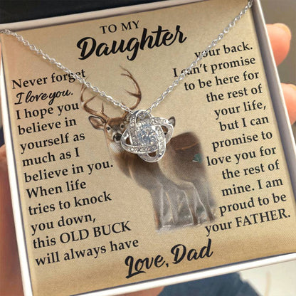 To My Daughter - I Am Proud To Be Your Father - Deer - Love Knot Necklace - Message Box