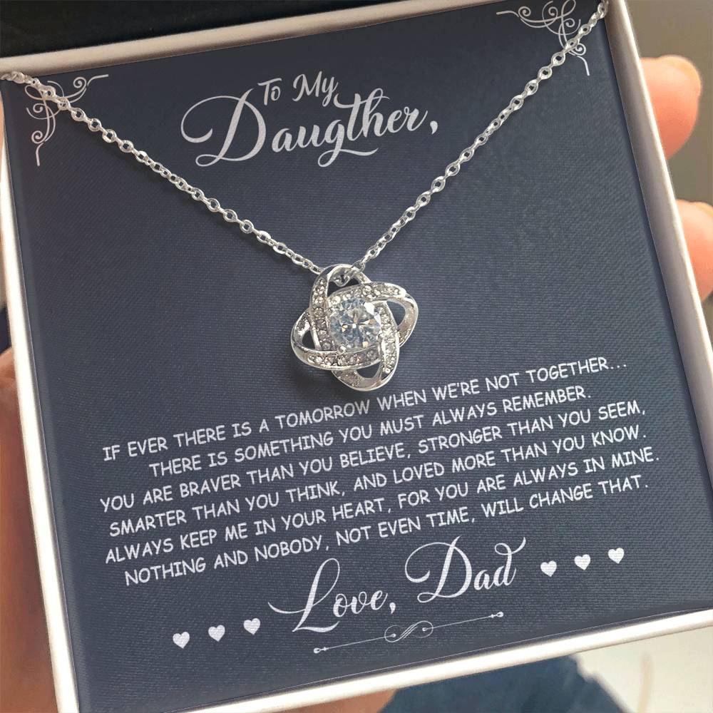 To My Daughter - You Are Braver Than You Believe - Dark Grey - Love Knot Necklace - Message Box
