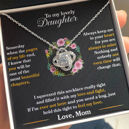 To My Daughter - Always Keep Me In Your Heart - Flowers Black - Love Knot Necklace - Message Box