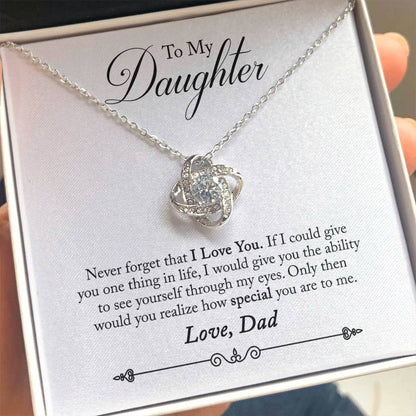 To My Daughter - Never Forget That I Love You - Love Knot Necklace - Message Box