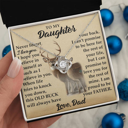To My Daughter - I Am Proud To Be Your Father - Deer - Love Knot Necklace - Message Box