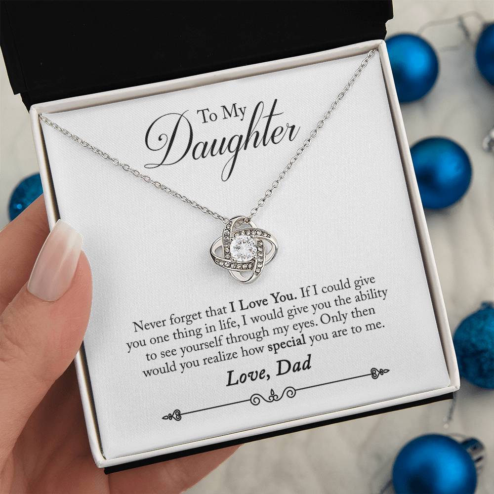 To My Daughter - Never Forget That I Love You - Love Knot Necklace - Message Box