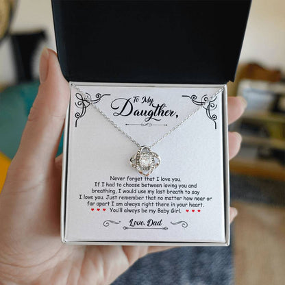 To My Daughter - You'll Always Be My Baby Girl - Love Knot Necklace - Message Box
