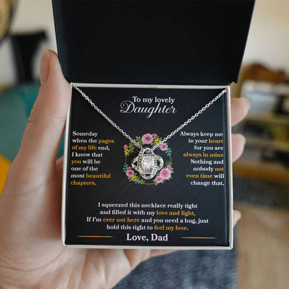 To My Daughter - Always Keep Me In Your Heart - Flowers Black - Love Knot Necklace - Message Box