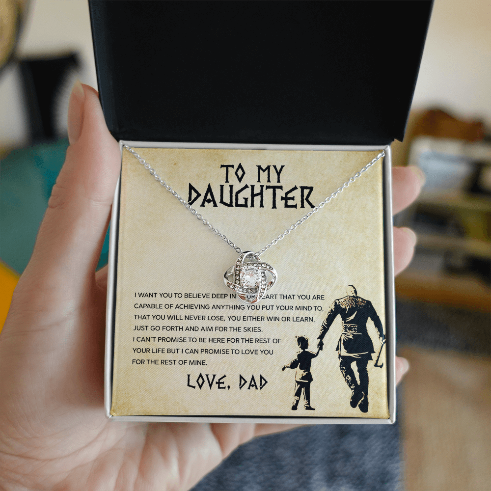 To My Daughter - You Can Achieve Anything - Love Knot Necklace - Message Box
