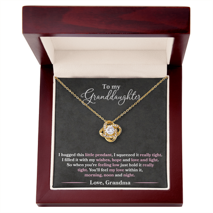 To My Granddaughter  - I Hugged This Pendant - Pink Text - Love  Grandma - PRICE INCLUDES FREE SHIPPING