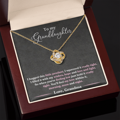 To My Granddaughter  - I Hugged This Pendant - Pink Text - Love  Grandma - PRICE INCLUDES FREE SHIPPING