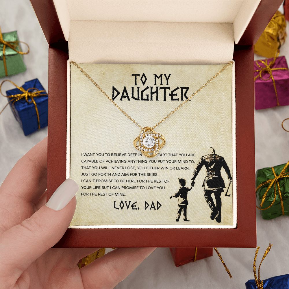 To My Daughter - You Can Achieve Anything - Love Knot Necklace - Message Box
