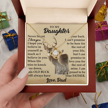 To My Daughter - I Am Proud To Be Your Father - Deer - Love Knot Necklace - Message Box
