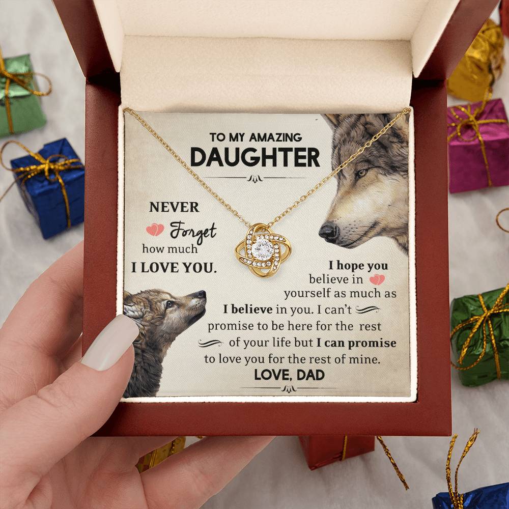 To My Amazing Daughter - I Love You - Wolves - Love Knot Necklace - Message Box