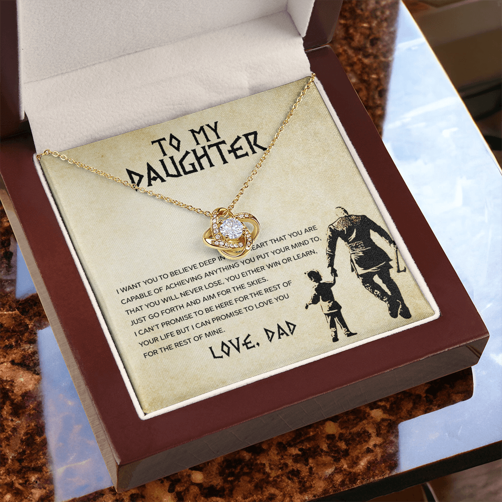 To My Daughter - You Can Achieve Anything - Love Knot Necklace - Message Box