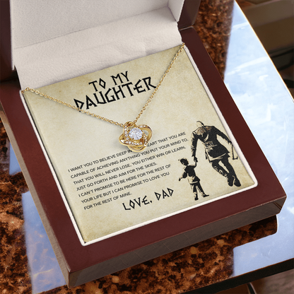 To My Daughter - You Can Achieve Anything - Love Knot Necklace - Message Box
