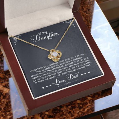 To My Daughter - You Are Braver Than You Believe - Dark Grey - Love Knot Necklace - Message Box