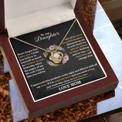 To My Daughter - Never Forget That I love You - Flowers Black - Love Knot Necklace - Message Box