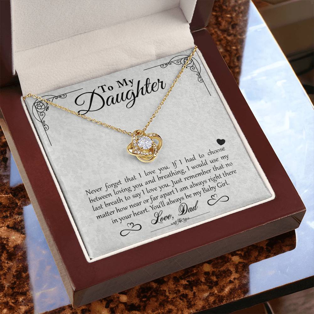 To My Daughter - You'll Always Be My Baby Girl - Love Knot Necklace - Message Box