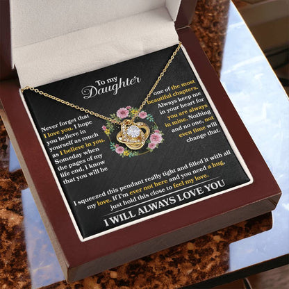 To My Daughter - Never Forget That I love You - Flowers Black - Love Knot Necklace - Message Box