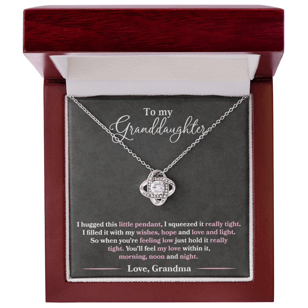 To My Granddaughter  - I Hugged This Pendant - Pink Text - Love  Grandma - PRICE INCLUDES FREE SHIPPING