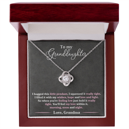 To My Granddaughter  - I Hugged This Pendant - Pink Text - Love  Grandma - PRICE INCLUDES FREE SHIPPING
