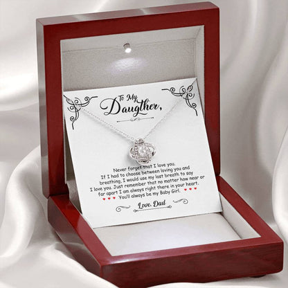 To My Daughter - You'll Always Be My Baby Girl - Love Knot Necklace - Message Box