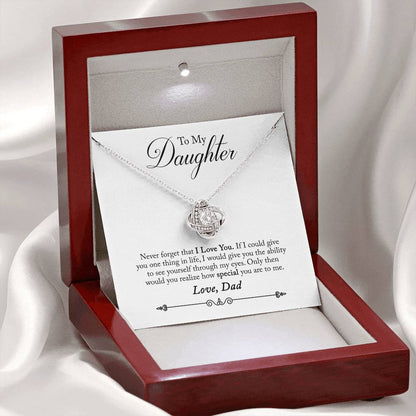 To My Daughter - Never Forget That I Love You - Love Knot Necklace - Message Box
