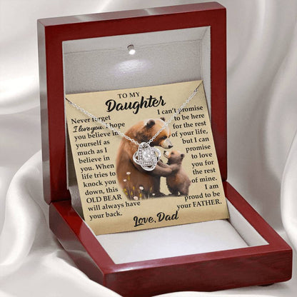 To My Daughter - I Am Proud To Be Your Father - Bears - Love Knot Necklace - Message Box