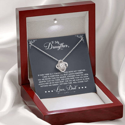To My Daughter - You Are Braver Than You Believe - Dark Grey - Love Knot Necklace - Message Box
