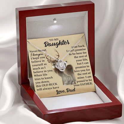 To My Daughter - I Am Proud To Be Your Father - Deer - Love Knot Necklace - Message Box