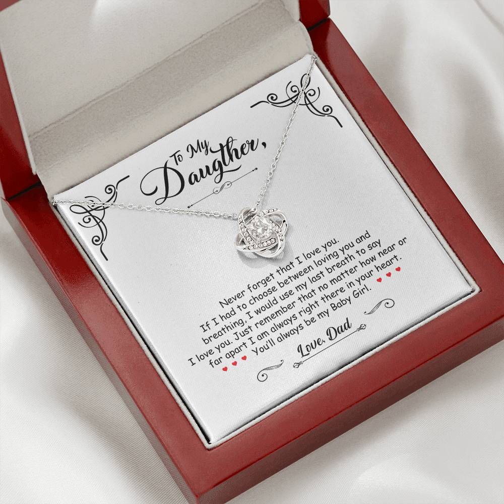 To My Daughter - You'll Always Be My Baby Girl - Love Knot Necklace - Message Box