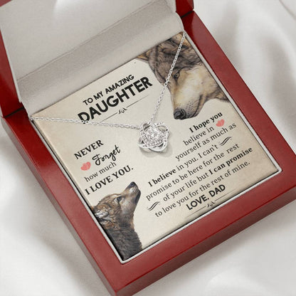 To My Amazing Daughter - I Love You - Wolves - Love Knot Necklace - Message Box
