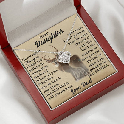 To My Daughter - I Am Proud To Be Your Father - Deer - Love Knot Necklace - Message Box