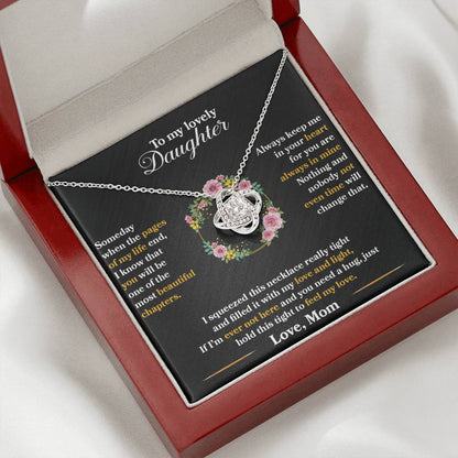 To My Daughter - Always Keep Me In Your Heart - Flowers Black - Love Knot Necklace - Message Box